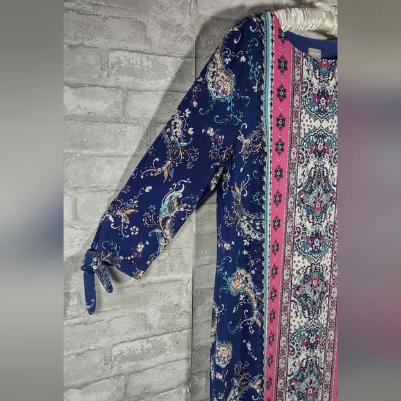 Chico's Medallion Print Tie Sleeve Dress - Picture 2 of 9